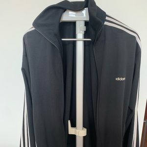 Vintage mens adidas black and white track jacket with zipper